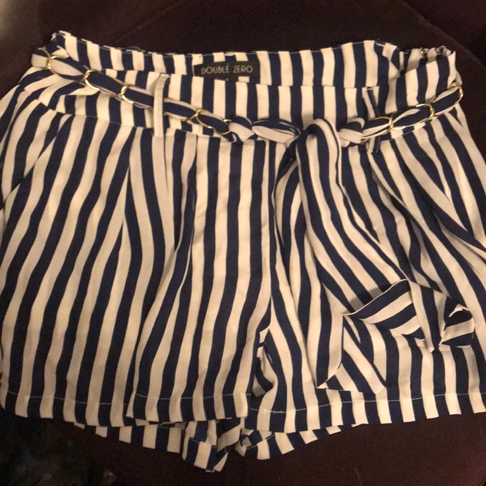 Navy strip short shorts